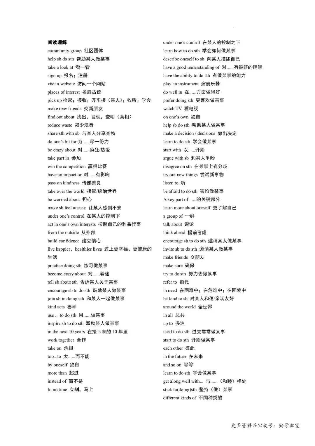 【中考英语】2026年福建中考英语真题词组复习 第11张