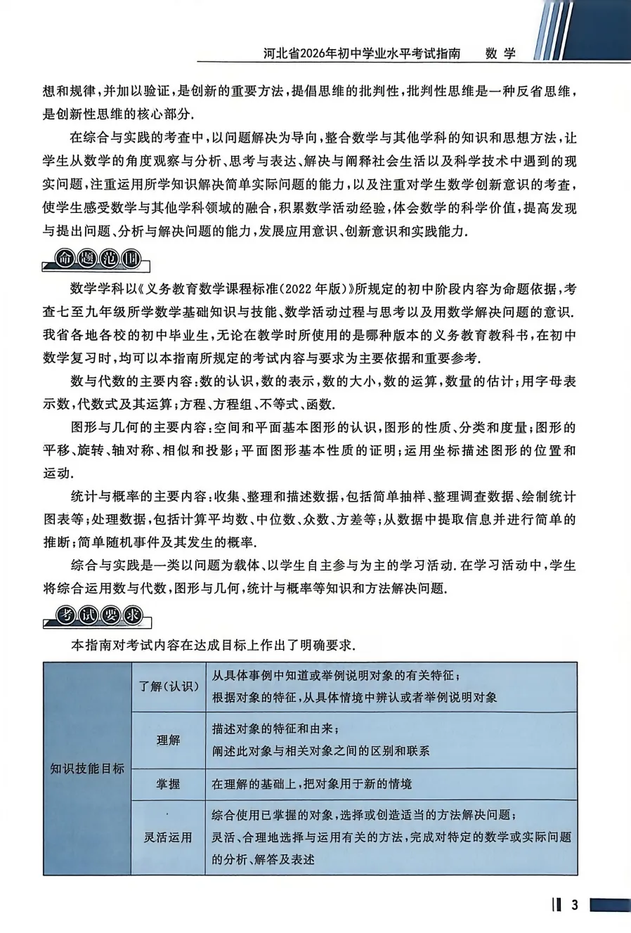 【中考模拟】【初中】2026年数学《河北省初中学业水平考试指南》(文末附下载链接) 第6张