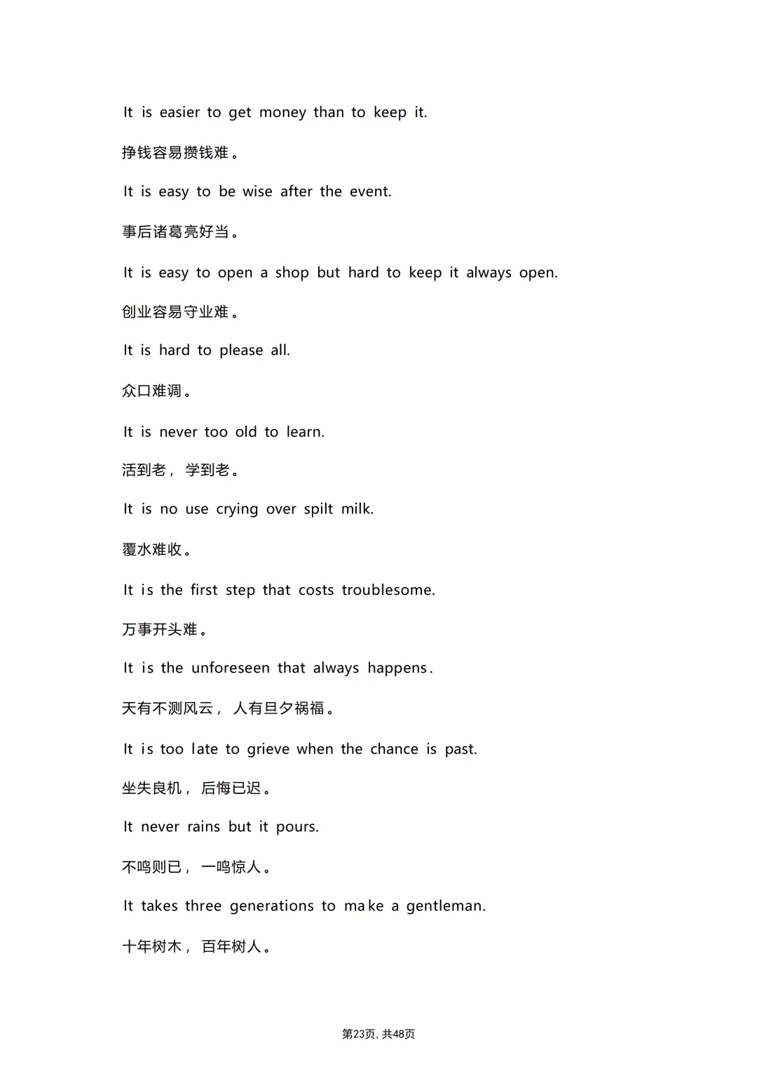 中考各科专项英语复习适合英语写作的500条英文谚语(带翻译) 第25张