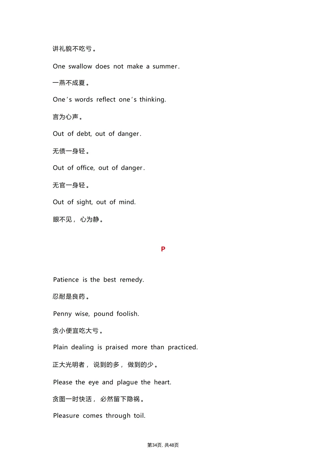 中考各科专项英语复习适合英语写作的500条英文谚语(带翻译) 第36张