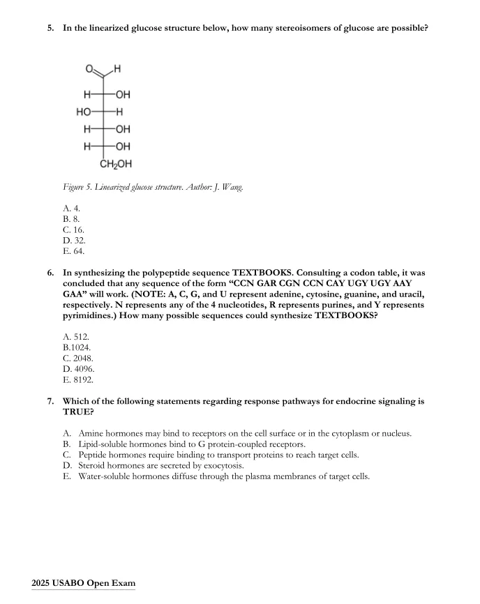 USABO历年真题【2003-2025】免费领取,含答案解析 第5张