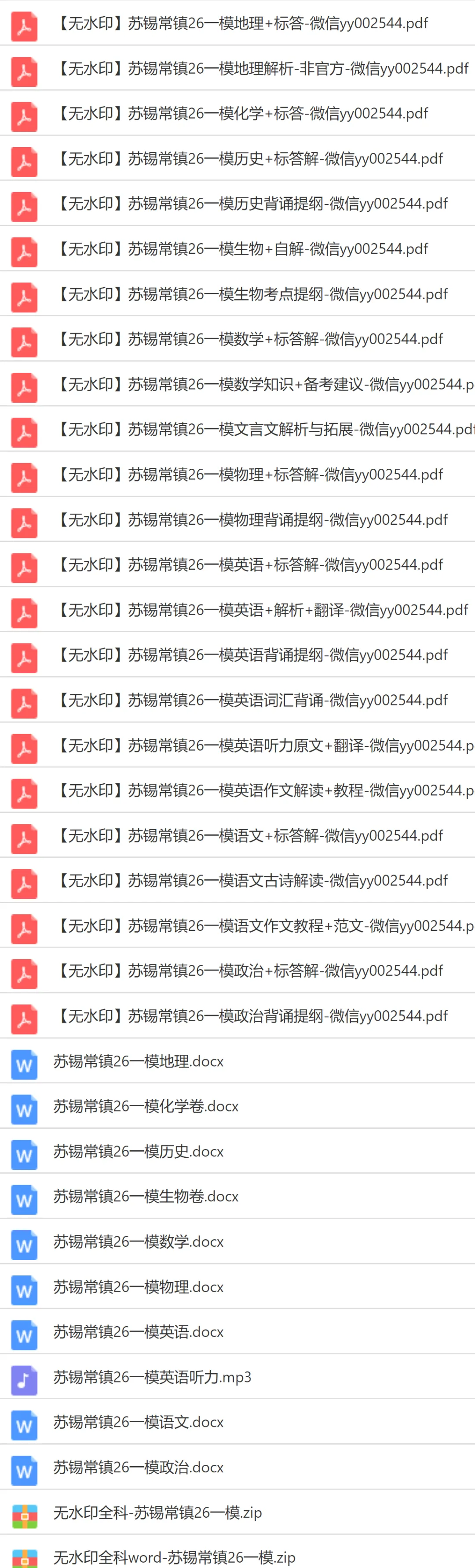 苏锡常镇一模全科真题+标答+解析+翻译+听力+知识清单!独家发布!全套无水印版这里获取! 第2张
