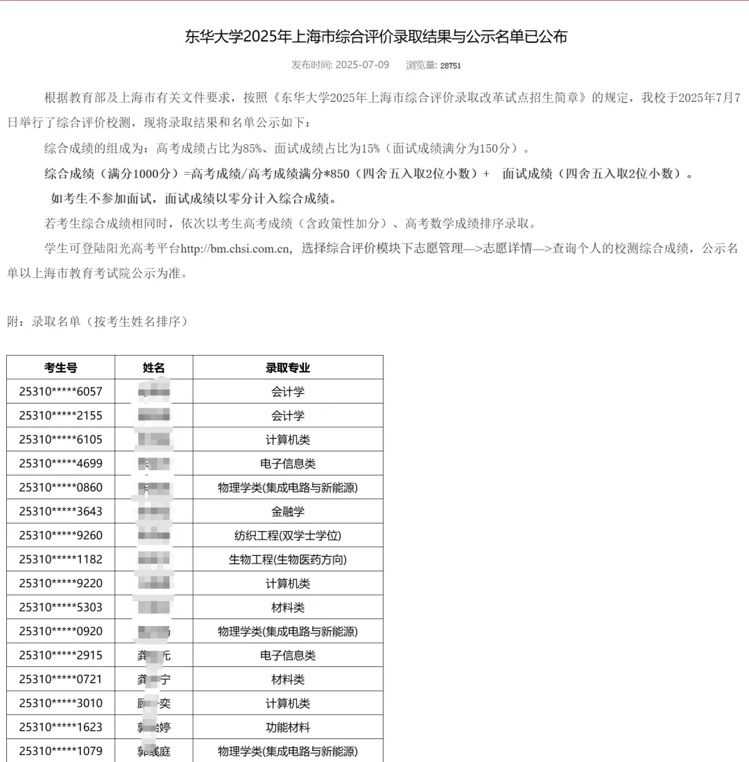 东华大学上海综合评价分数,面试流程及真题 第2张