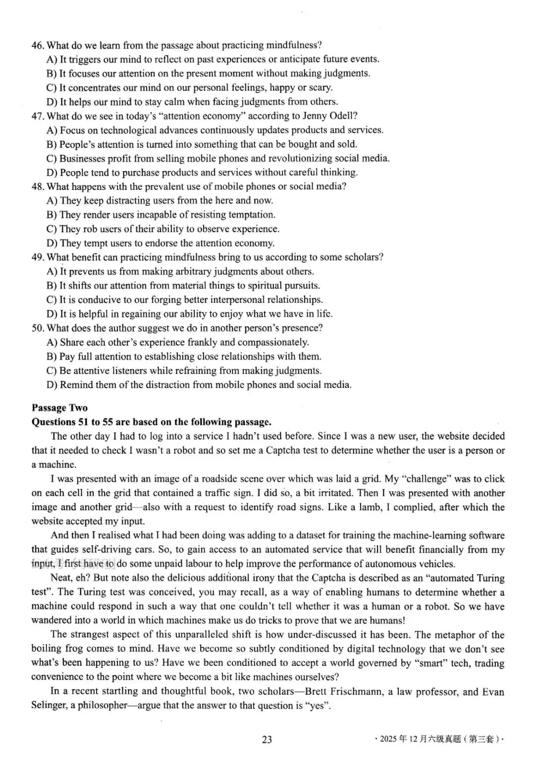 考试|2025年12月六级考试真题及参考答案速查(三) 第5张