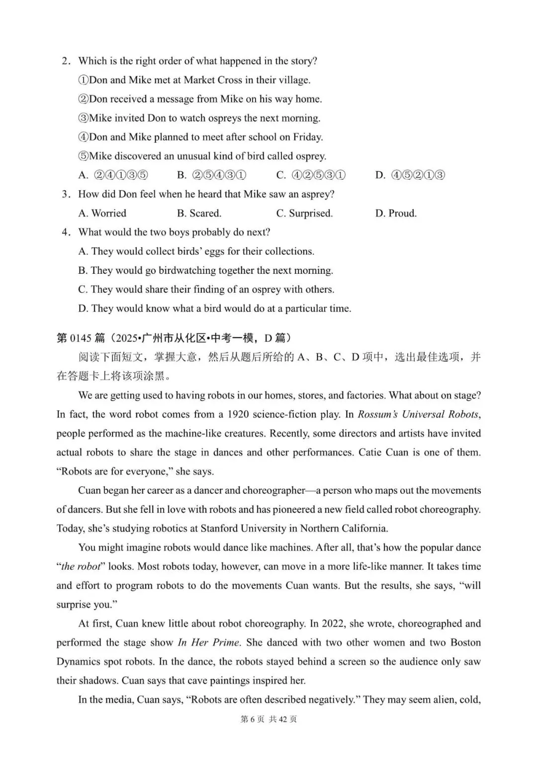 中考英语阅读理解300篇(141~160)(含答案解析,文末领取word完整版) 第6张 中考英语阅读理解300篇(141~160)(含答案解析,文末领取word完整版) 第6张