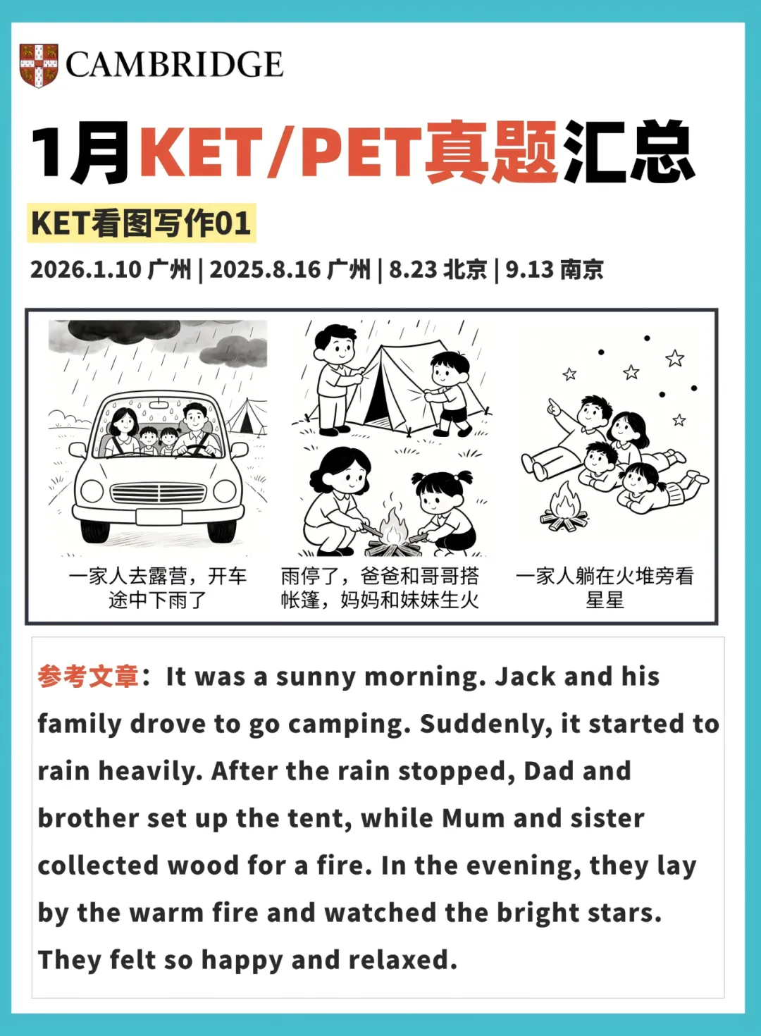 1月全国KET/PET口语+写作真题速递!(考生回忆版) 第1张