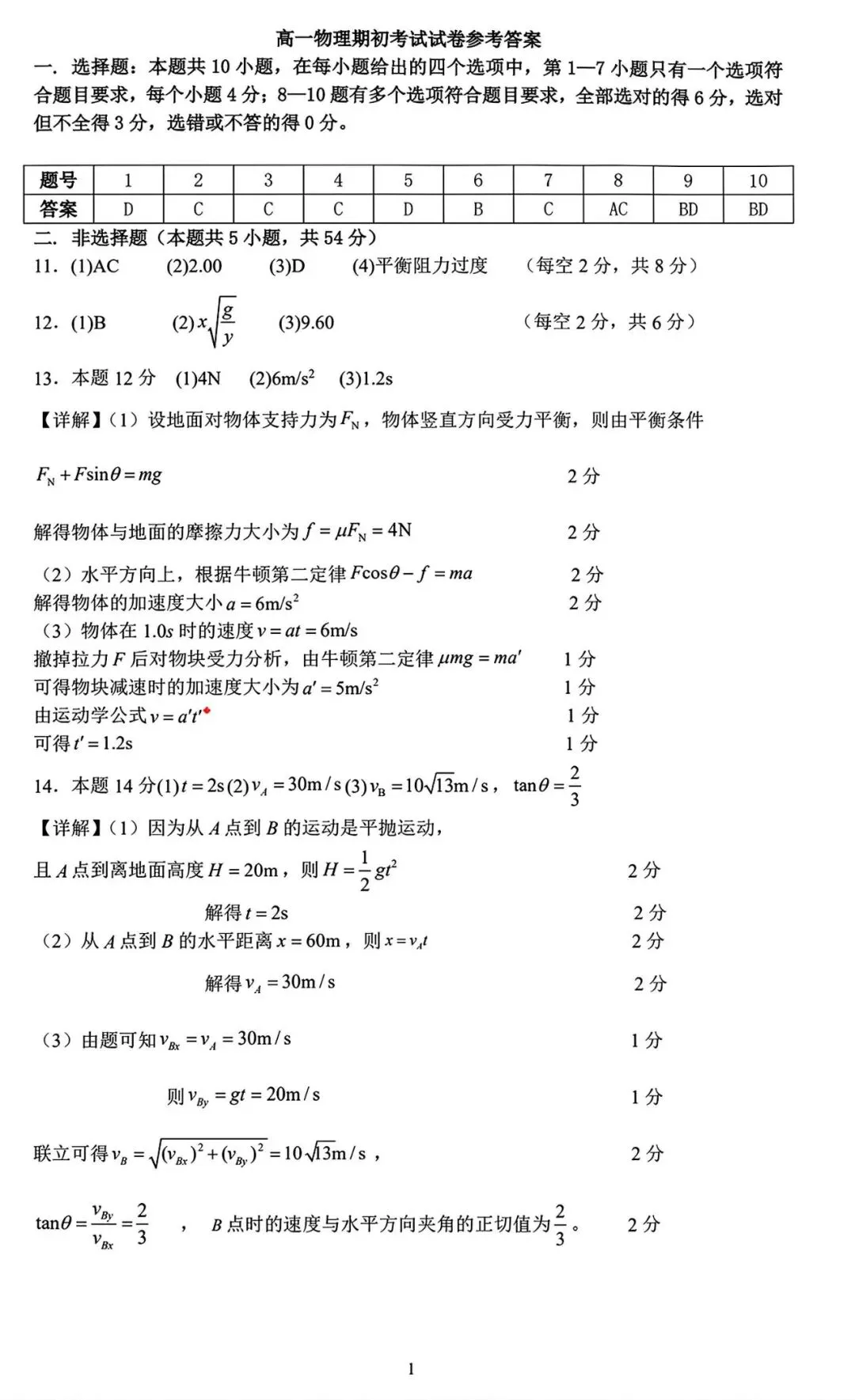 【试卷/高一下】2025-2026沈阳83中高一下3月物理(含答案)可下载 第7张