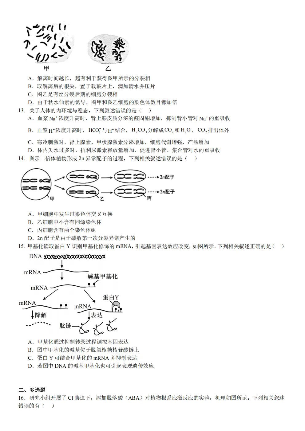 高考真题|2026年 江苏省卷生物高考真题|全国各省市高考|全国新高考试题及参考答案、全卷解析、评分标准、作文范文 PDF电子版可打印 第3张