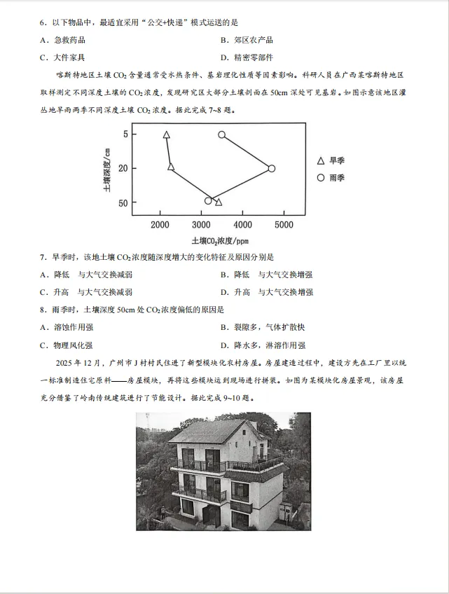 广州高考一模地理试卷来辣! 第3张