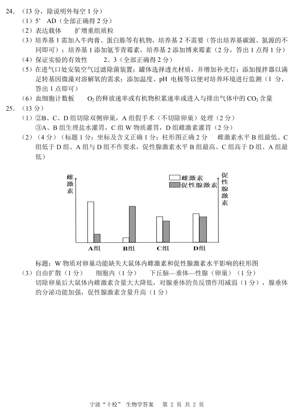 2026年3月宁波十校高三生物试卷、答案和解析 第13张