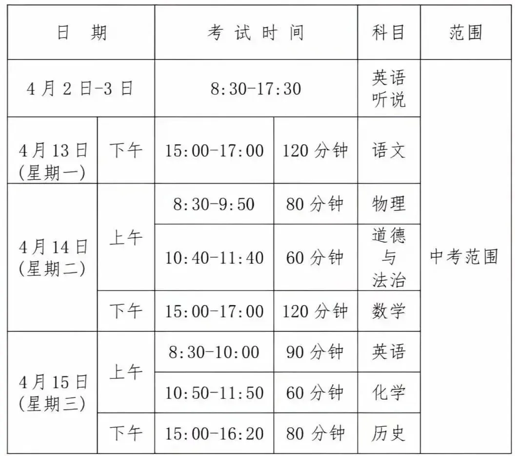 最早3月24日开考!广东各地中考一模时间汇总 第15张 最早3月24日开考!广东各地中考一模时间汇总 第15张