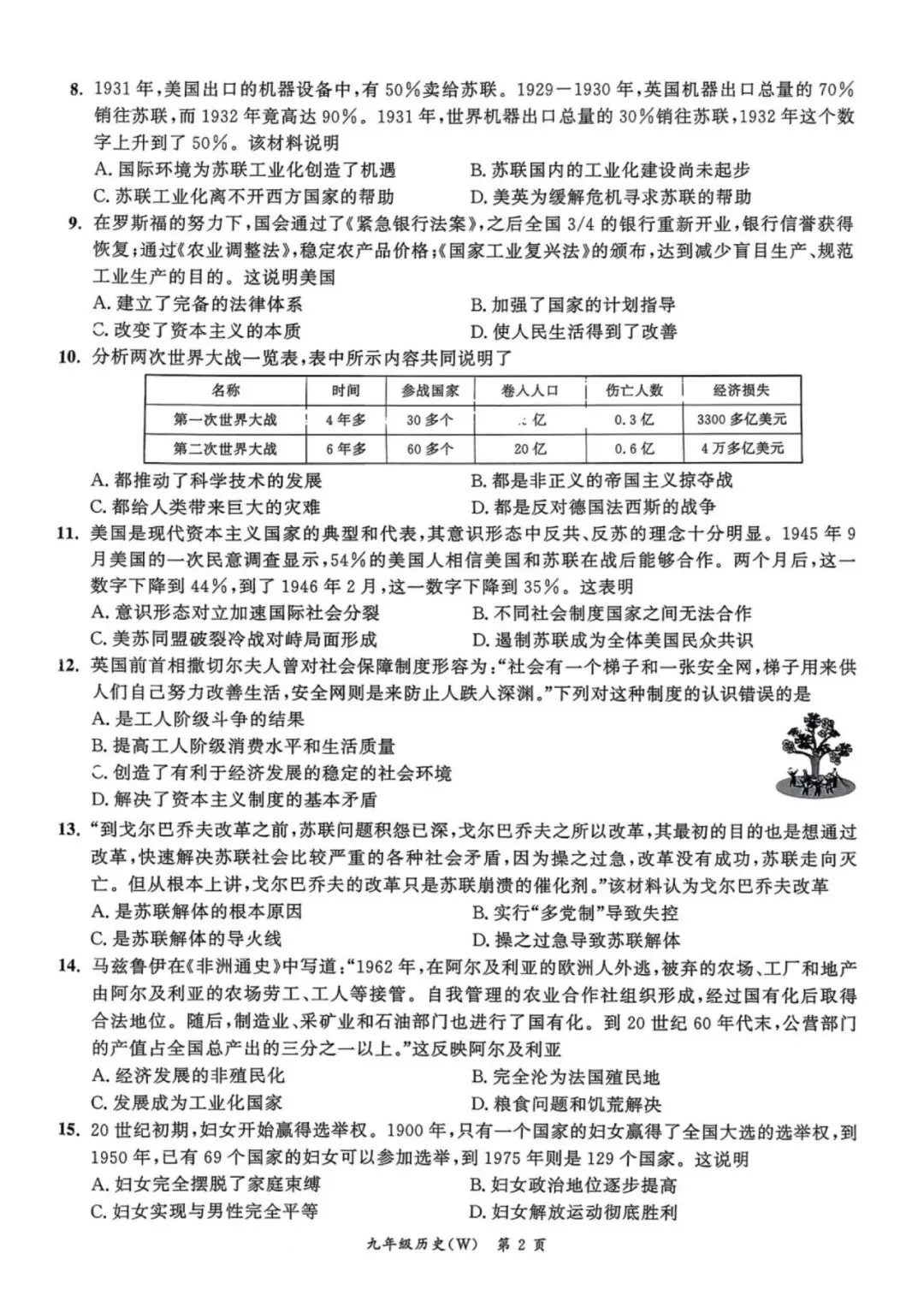 【初三一模】2026名校之约•中考一模历史试卷和答案含答题卡 第2张