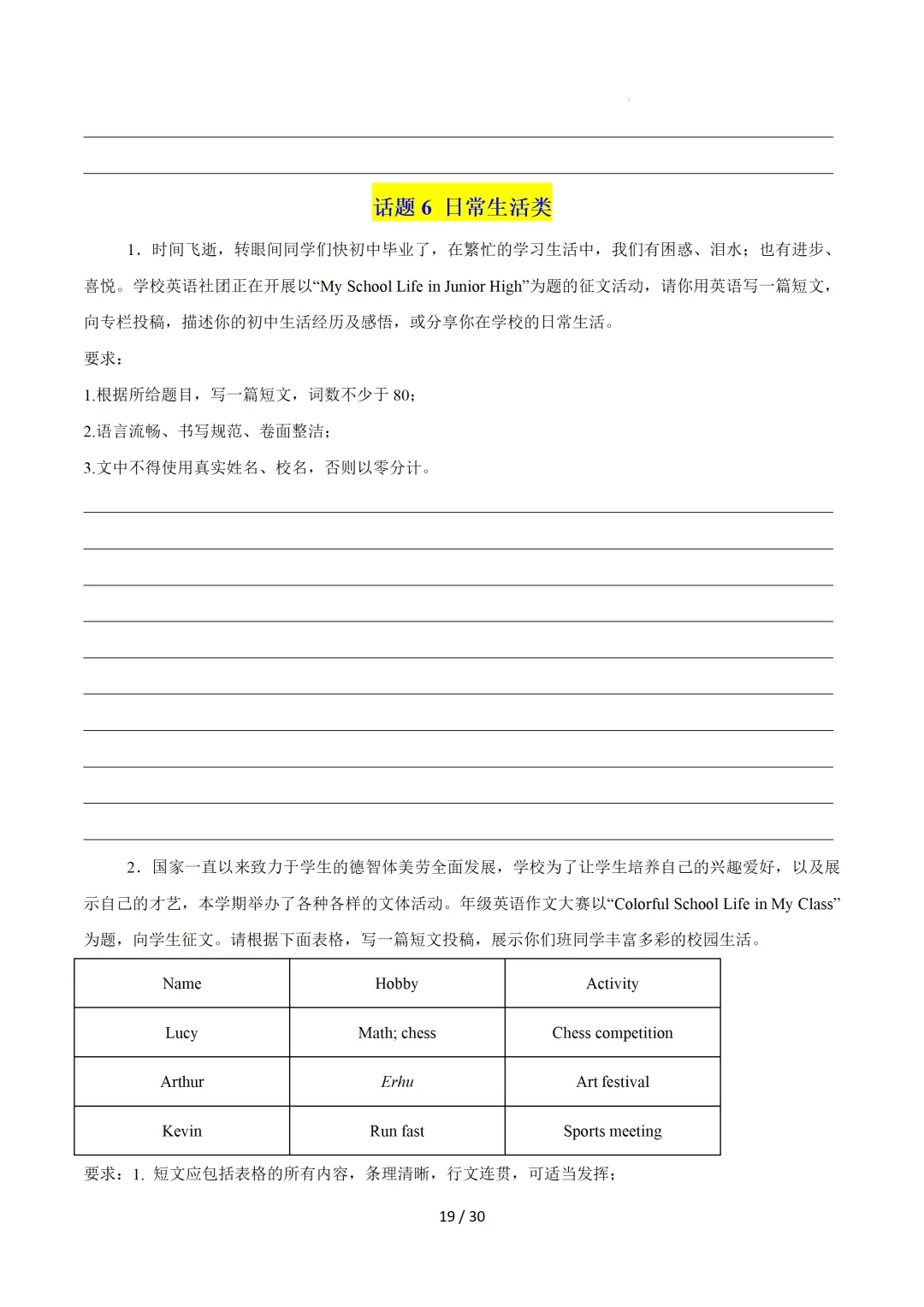 中考英语:写作十大高频热点话题必备满分范文 第21张