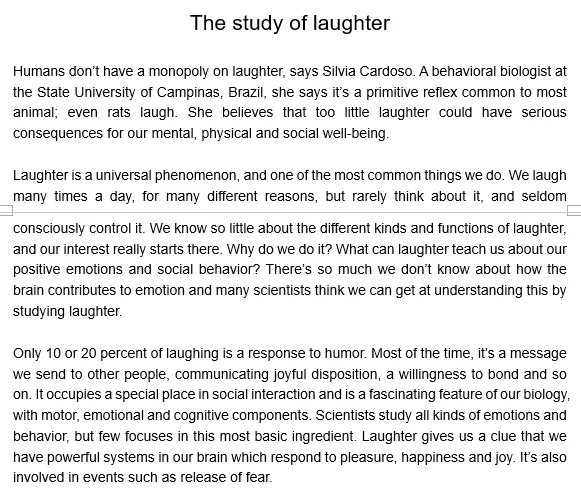 雅思阅读近期高频真题:笑声研究 第5张 雅思阅读近期高频真题:笑声研究 第5张