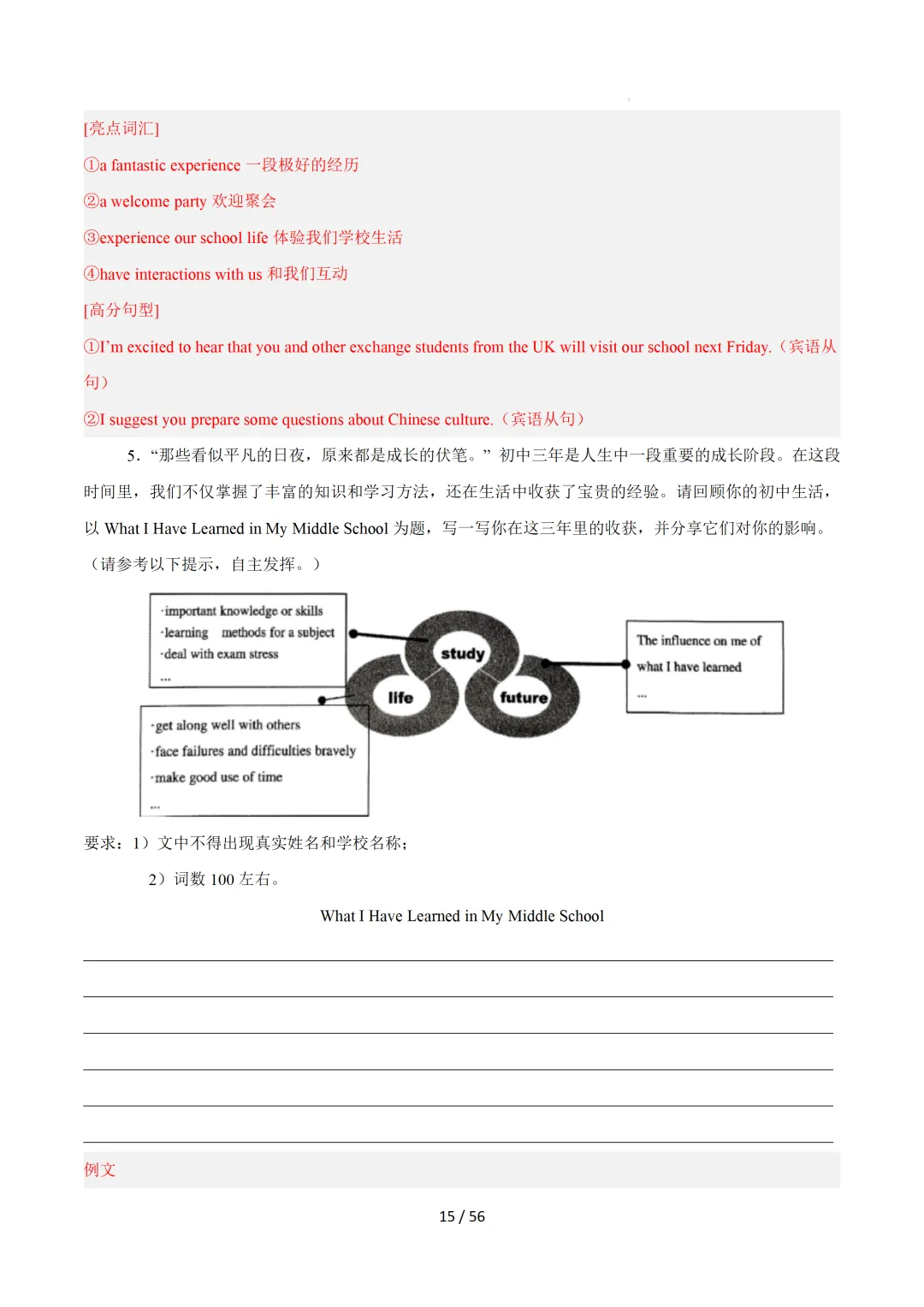 中考英语:写作十大高频热点话题必备满分范文 第46张