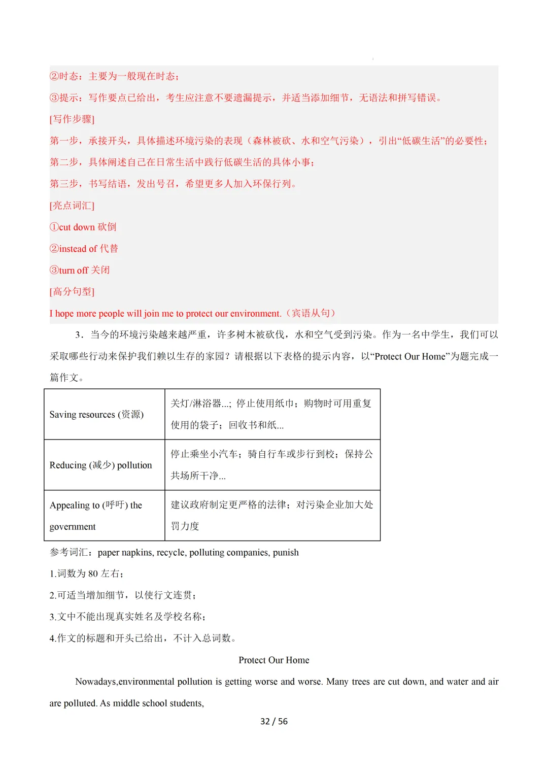 中考英语:写作十大高频热点话题必备满分范文 第63张