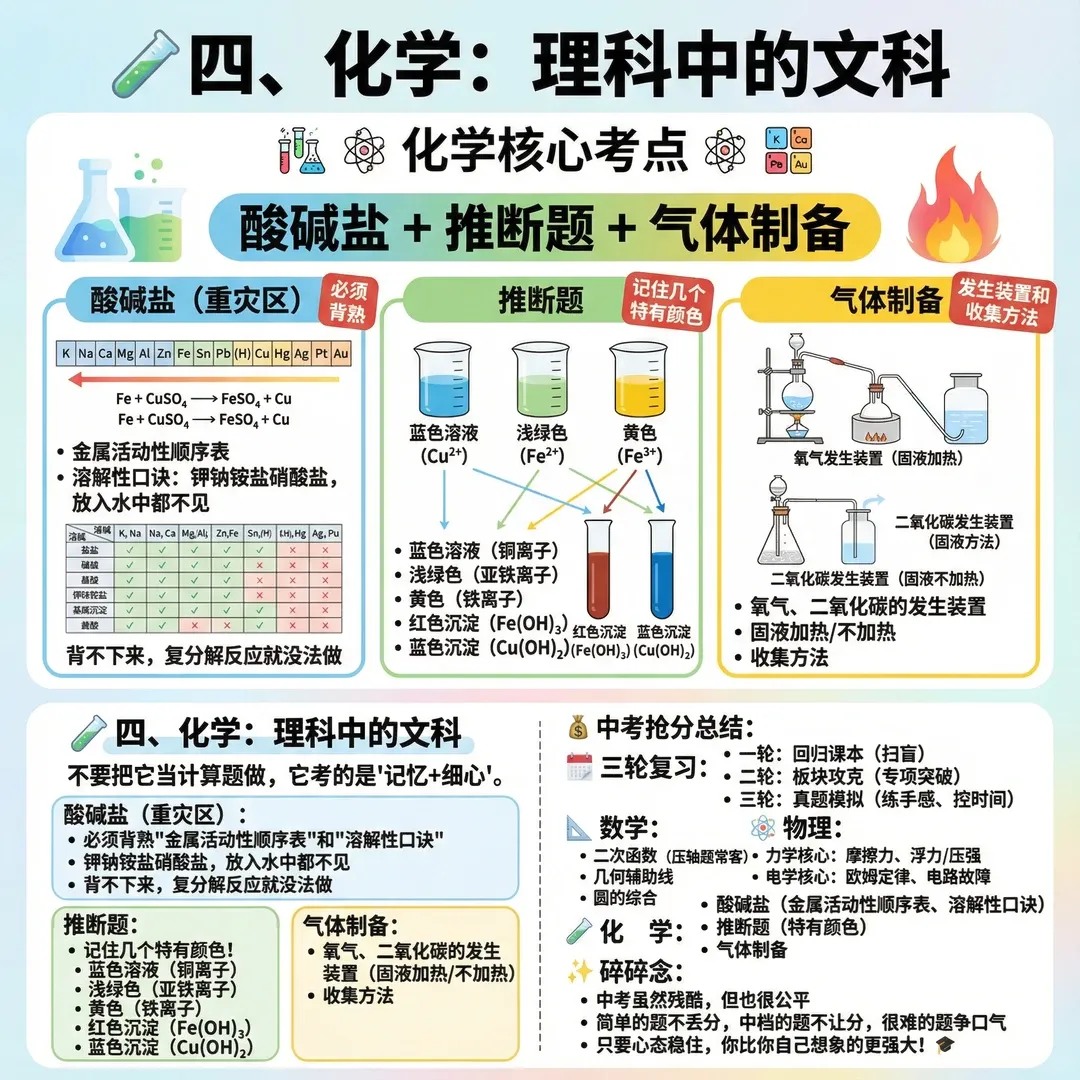 中考数理化逆袭!三轮抢分计划 + 核心考点,直接照着背 第4张