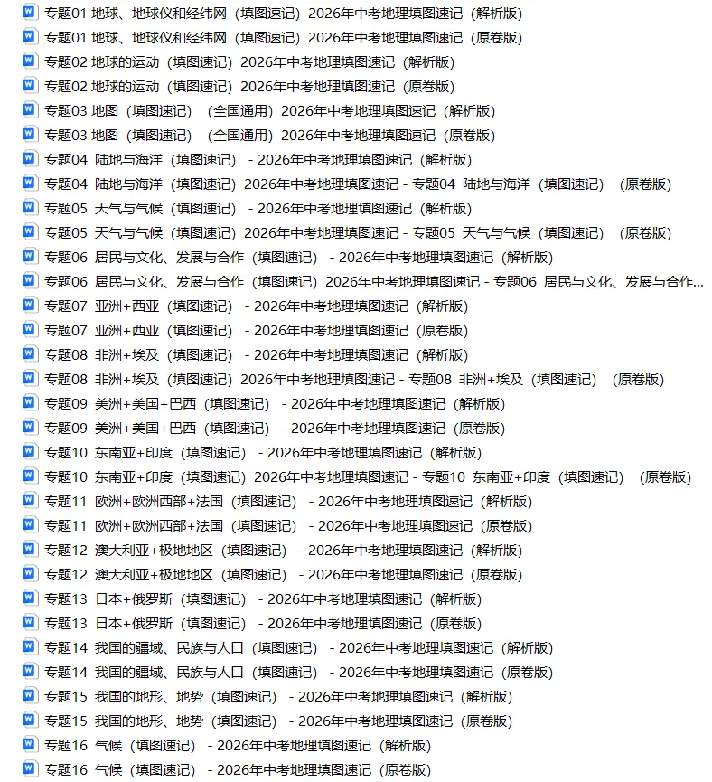 2026年中考地理复习填图速记(专题1-24,48份)(原卷版+解析版), 老师整理了完整版,建议家长打印,学霸人手一份! 第24张