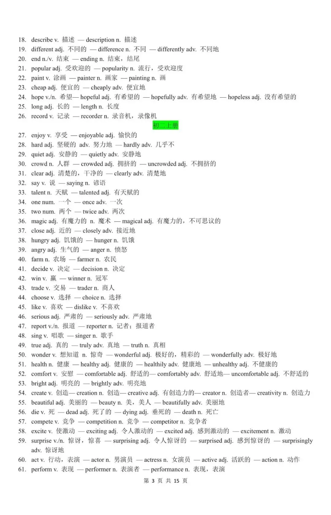 中考英语|2026年中考英语必背词形变化考点汇总,含答案(电子版可下载打印) 第3张