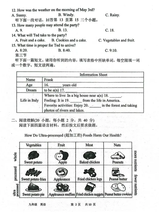 2026河南省实验中学中考一模英语试卷及答案 第3张