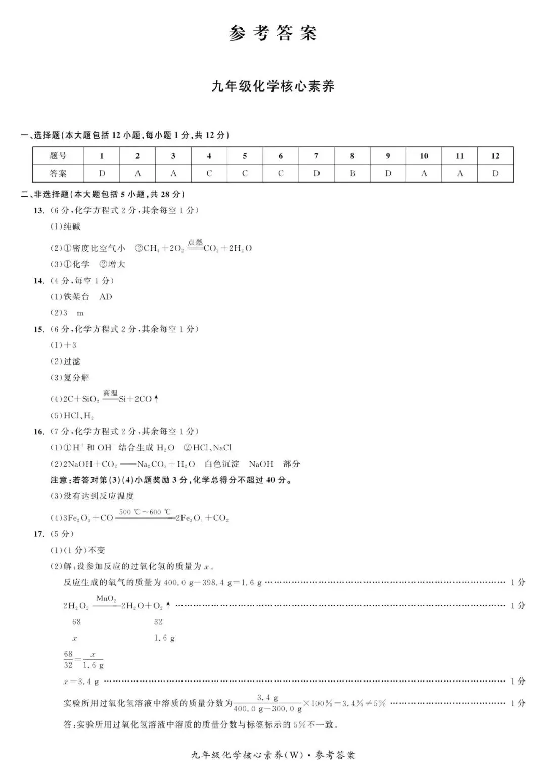 【初三一模】2026名校之约•中考一模化学试卷和答案含答题卡 第7张