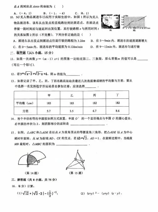 2026年3月郑外中考模拟数学试卷 第2张