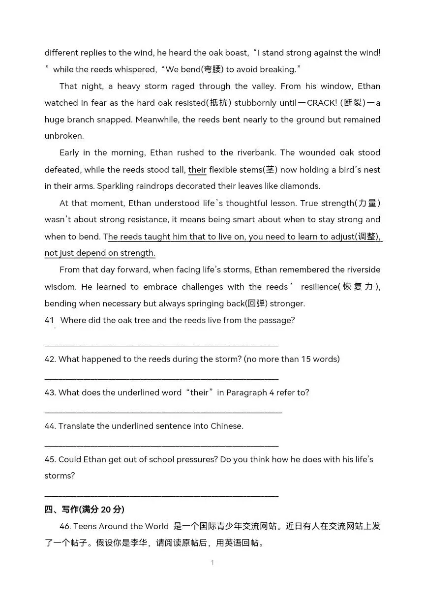 中考英语第一次模拟试题 第12张