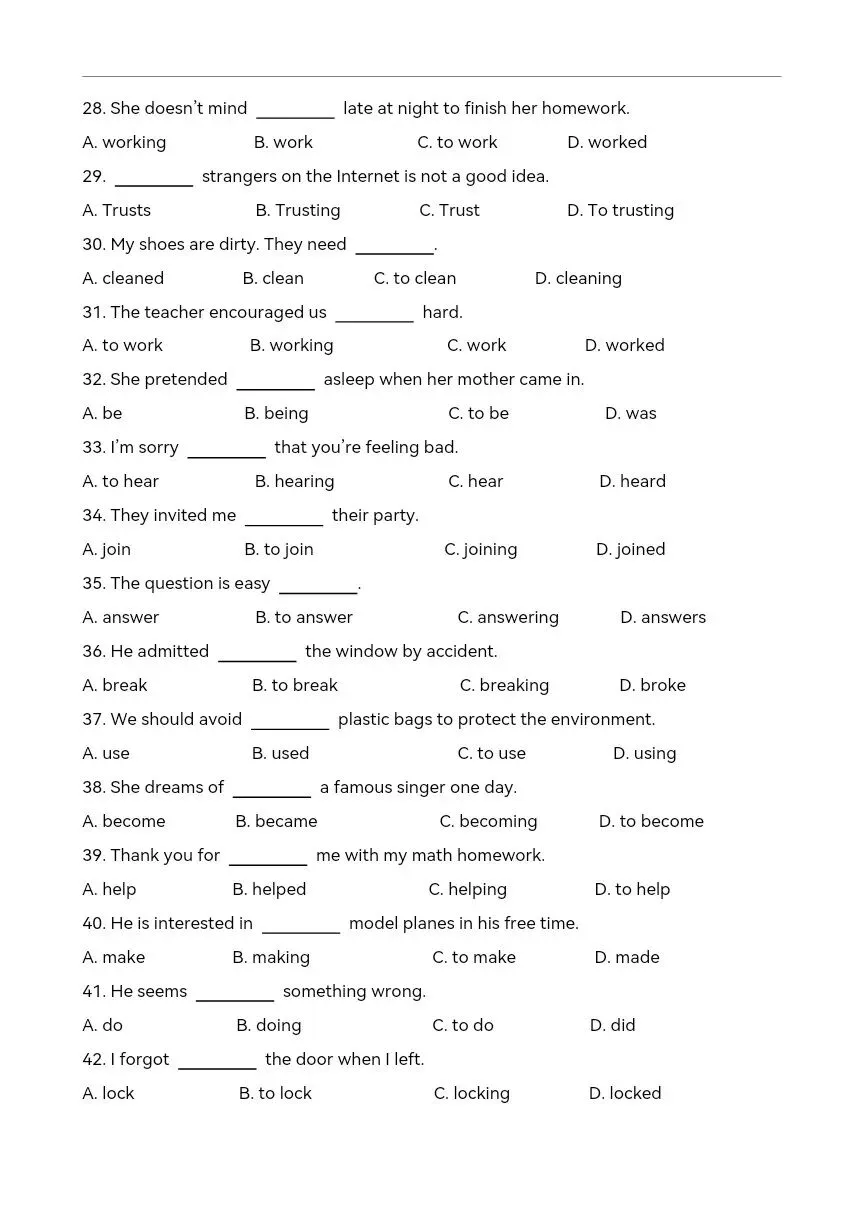 中考英语语法复习 动词不定式和动名词练习220题 第6张
