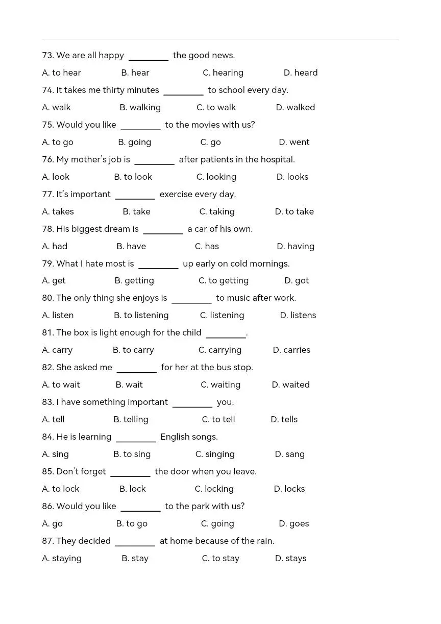 中考英语语法复习 动词不定式和动名词练习220题 第9张