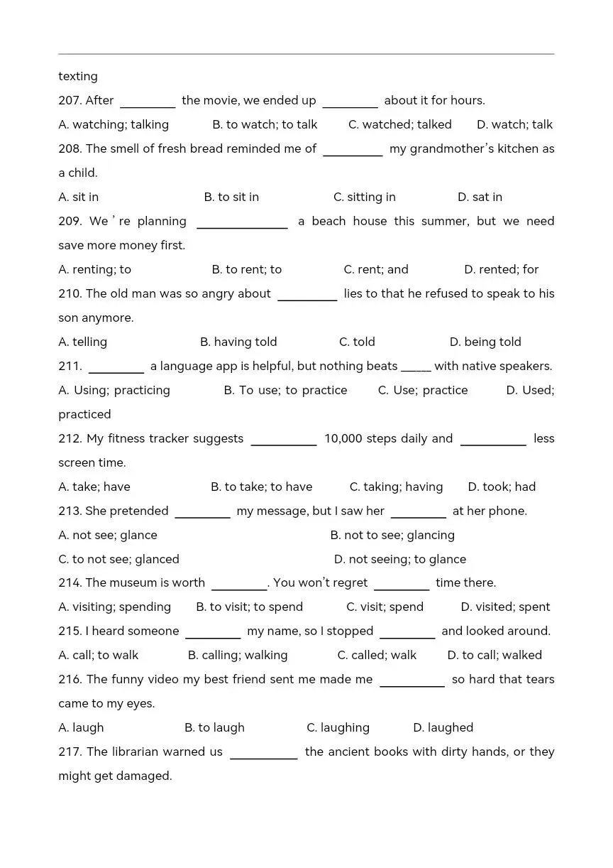 中考英语语法复习 动词不定式和动名词练习220题 第20张