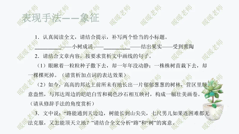 中考复习——记叙文题型与技巧-赏析类(表现手法)190页PPT 第13张