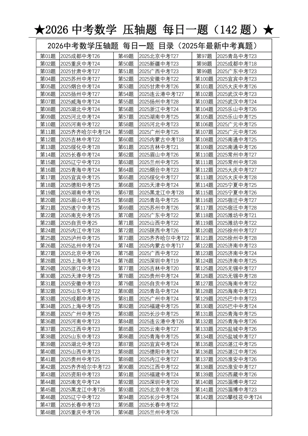 2026《中考数学•压轴题》解答每日1题(142题)附答案-284页电子版可下载打印 第4张