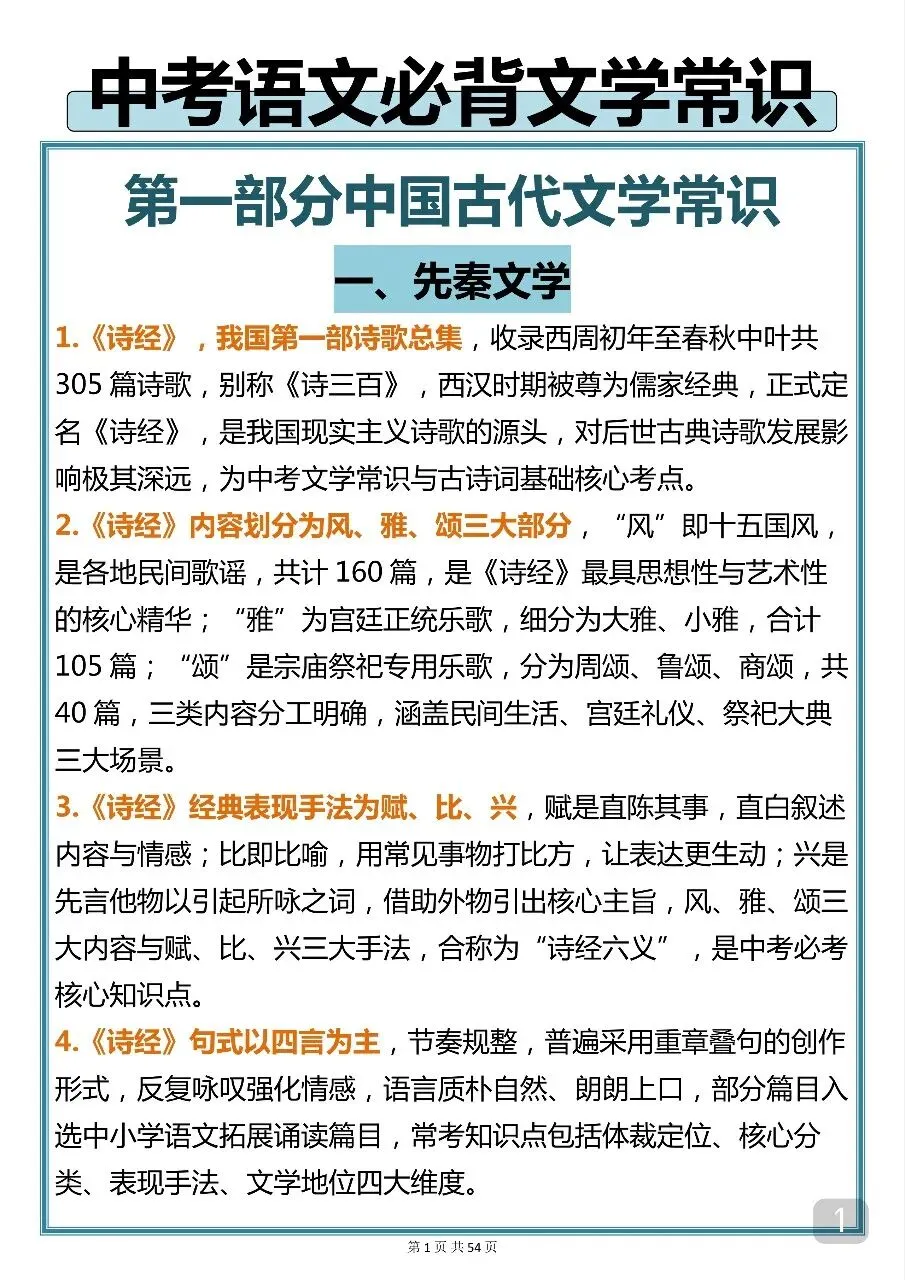 “中考失分率极高的文学常识汇总” 第1张