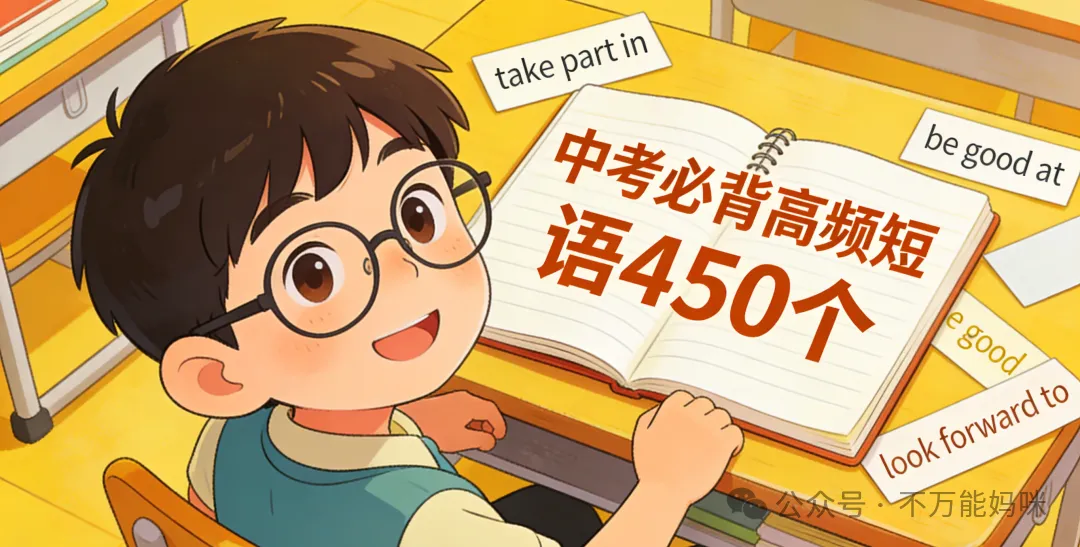 中考英语必背 450 高频短语|分组整理,考前直接背! 第2张