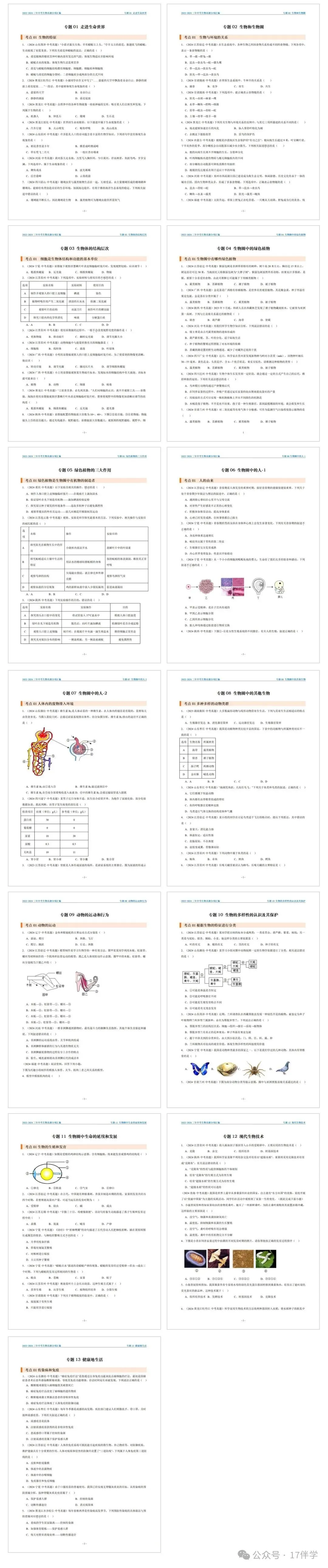 2022-2025年中考生物真题分类突破卷精编版,全国通用含答案详细解析,word电子版可下载打印 第4张 2022-2025年中考生物真题分类突破卷精编版,全国通用含答案详细解析,word电子版可下载打印 第4张
