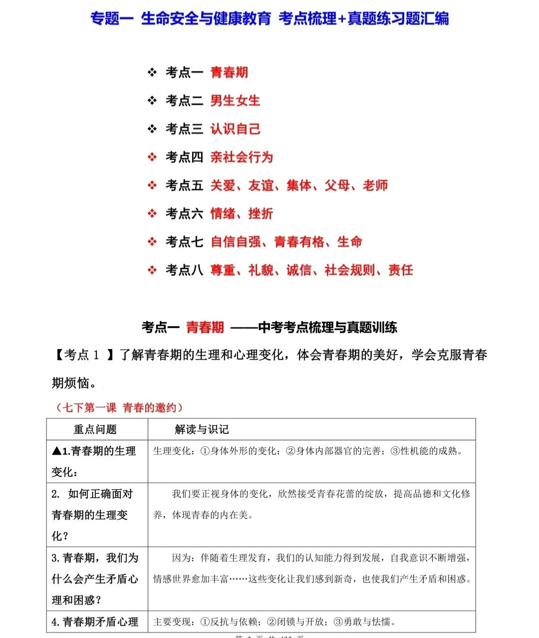 冲刺中考!道德与法治专题考点梳理+真题集训 第3张
