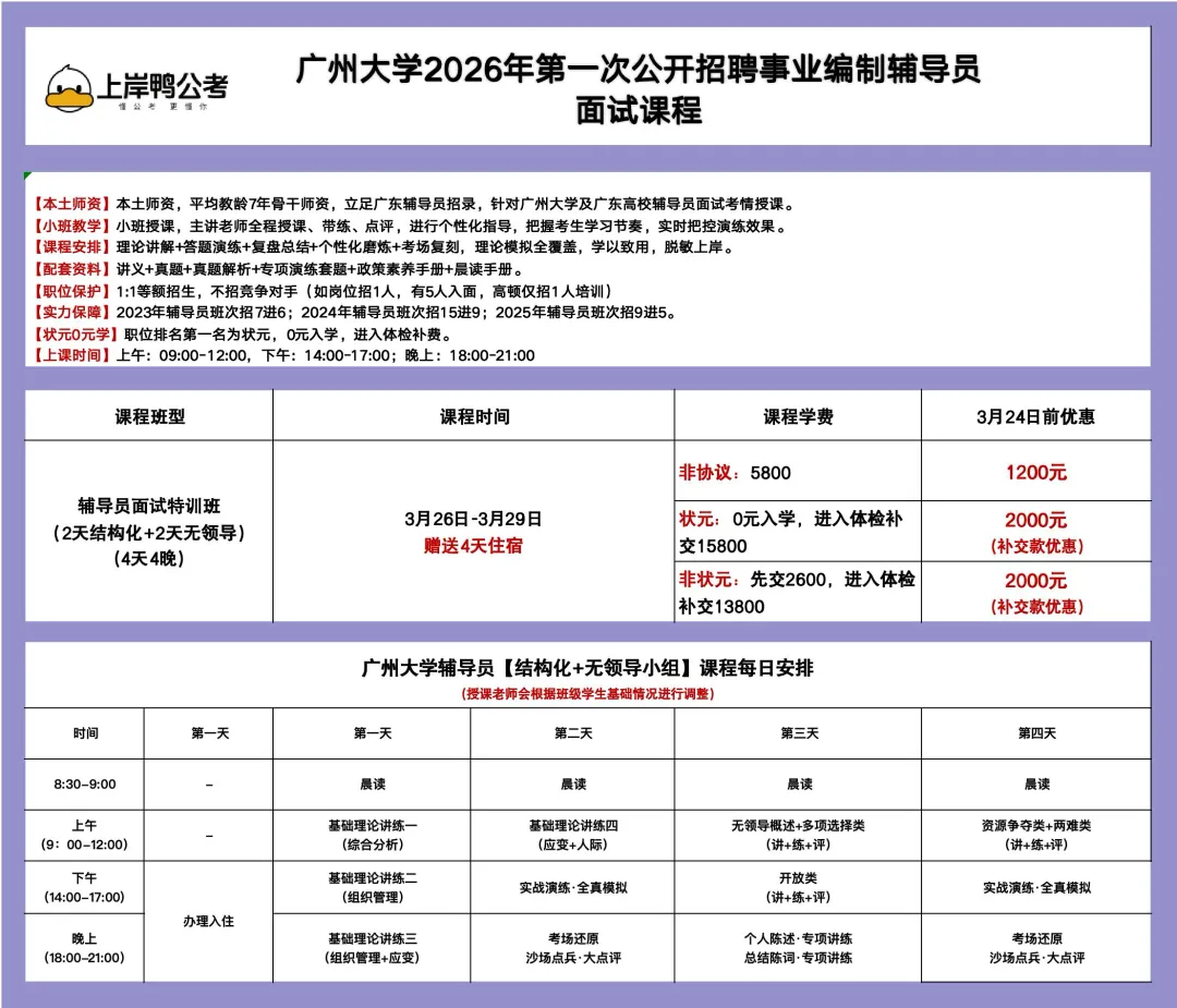 速看!广州大学辅导员面试考情+往年真题 第2张 速看!广州大学辅导员面试考情+往年真题 第2张