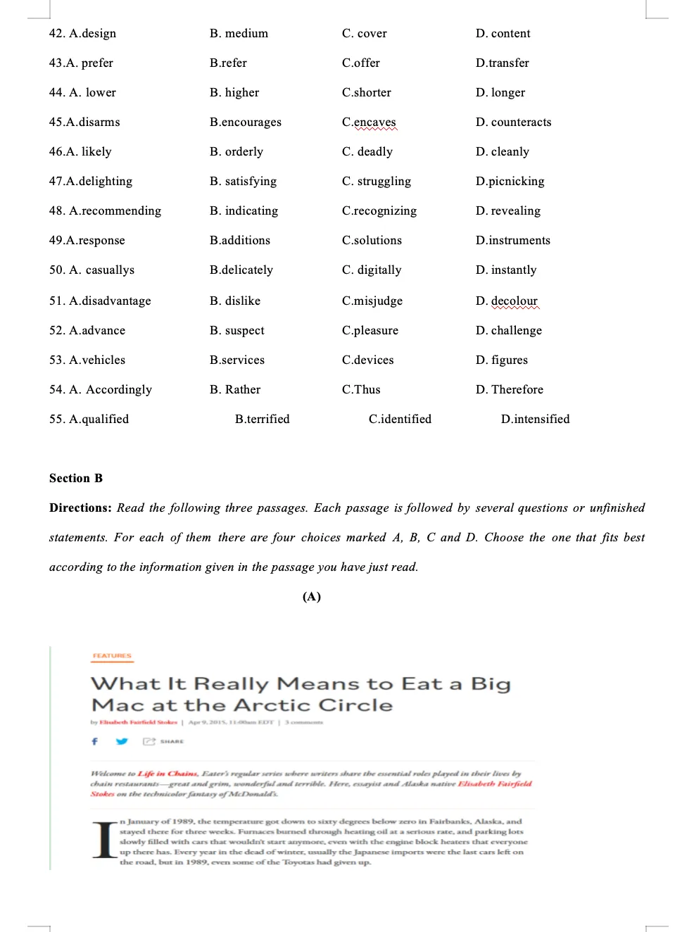 2023年上海春季高考英语真题 第7张