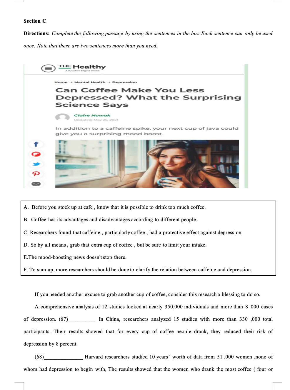 2023年上海春季高考英语真题 第13张