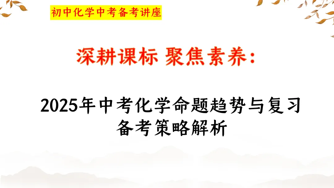 SK233 初中化学 中考备考讲座《深耕课标 聚焦素养:2025年中考化学命题趋势与复习备考策略解析》讲座课件PPT+ 文字稿Word 第2张