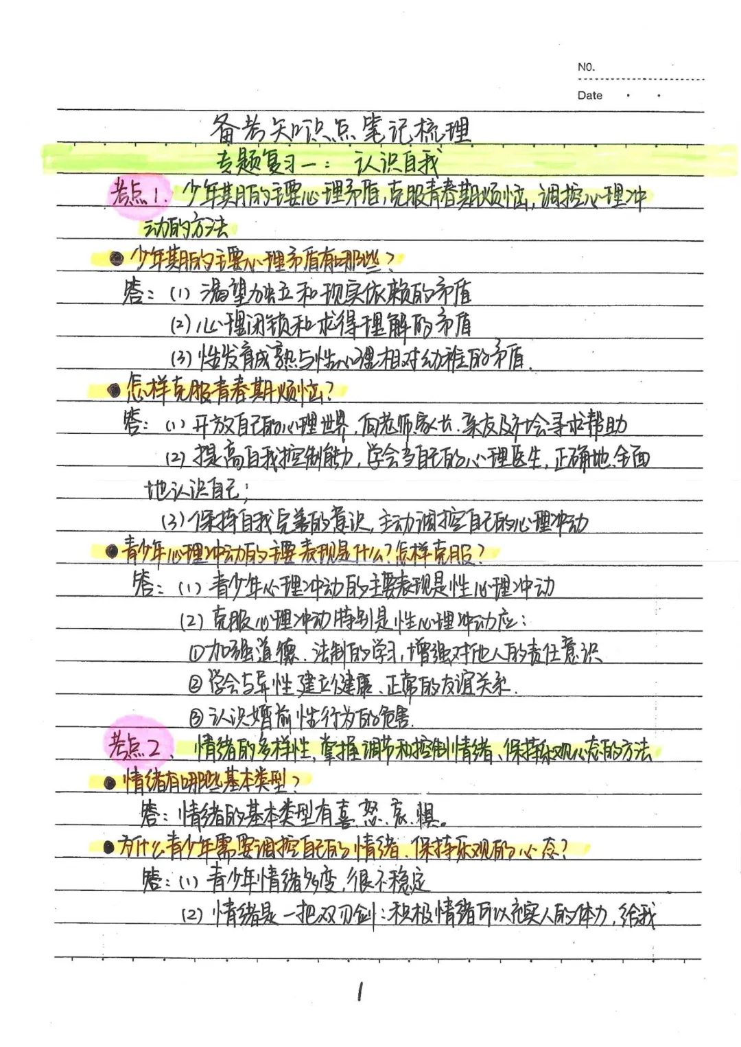 九年级(下)道法 中考政治状元笔记(142页)高清电子版可打印 第9张