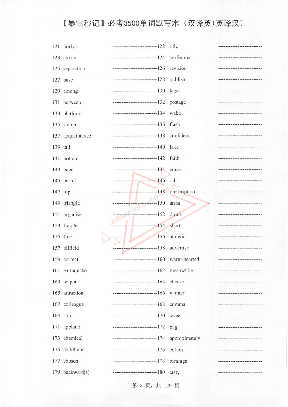 中考英语【高频核心688+必背3500词汇】必背含单词默写本+自测本,英译汉+汉译英(PDF下载打印) 第9张 中考英语【高频核心688+必背3500词汇】必背含单词默写本+自测本,英译汉+汉译英(PDF下载打印) 第9张