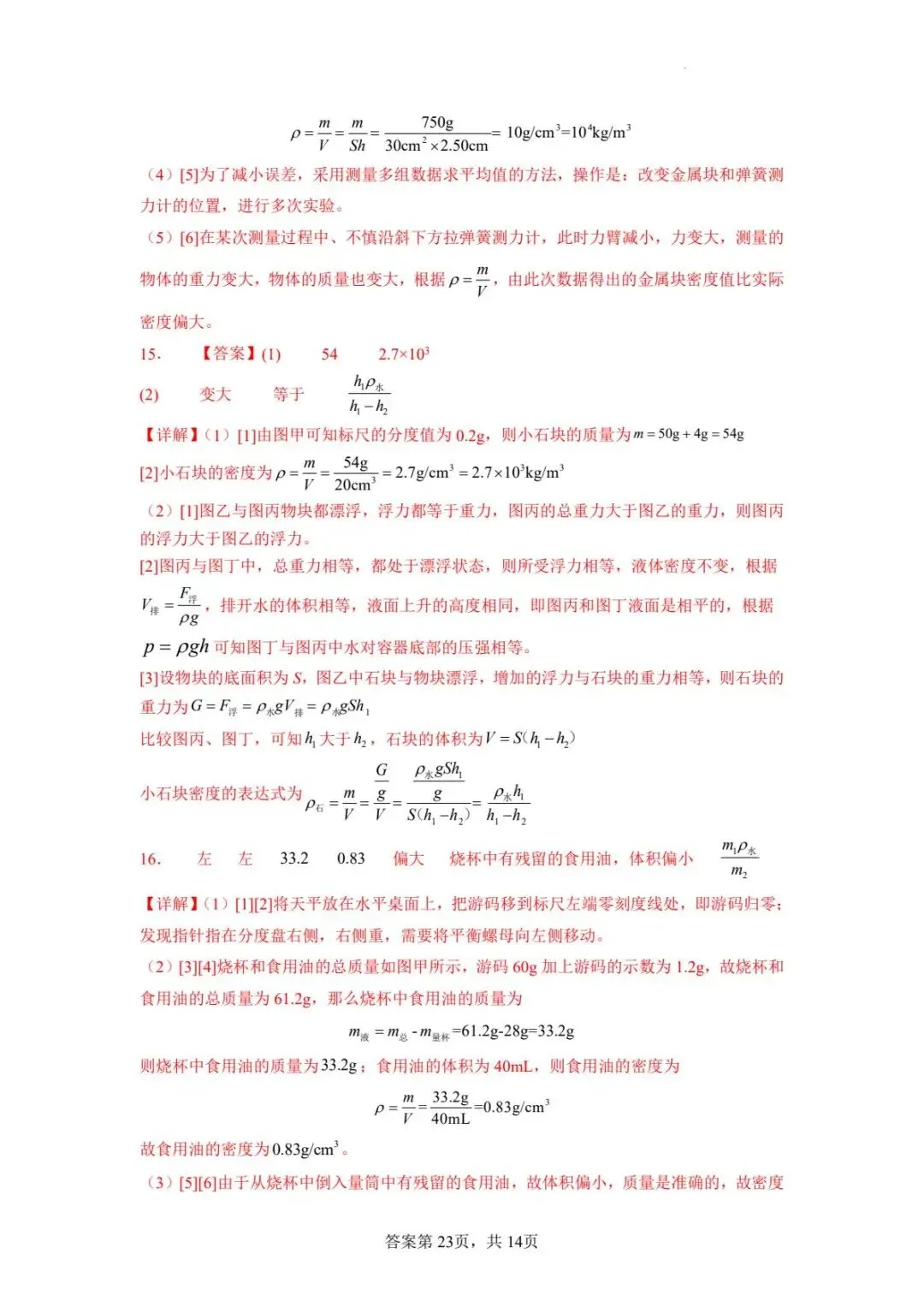 中考专题复习——测密度的特殊方法(第二版) 第11张