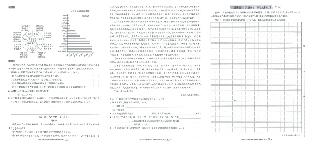 26版《学霸小学毕业升学考试真题试卷精选34套》江苏专用语文 第7张