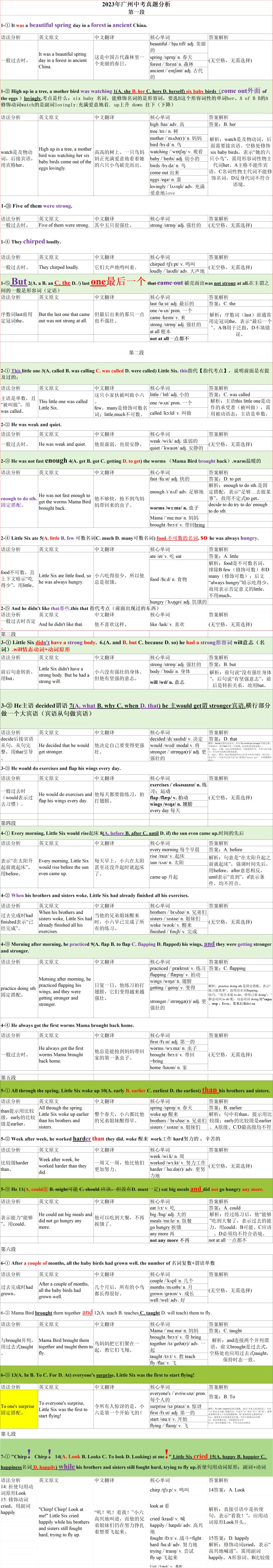 中考语法真题||2023年广州中考真题详情分析 第1张
