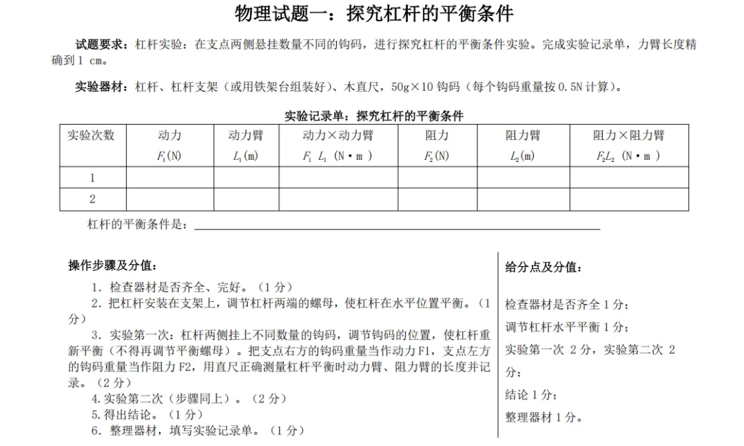 【官方发布】2026廊坊中考理化生实验试题+评分细则 第3张 【官方发布】2026廊坊中考理化生实验试题+评分细则 第3张