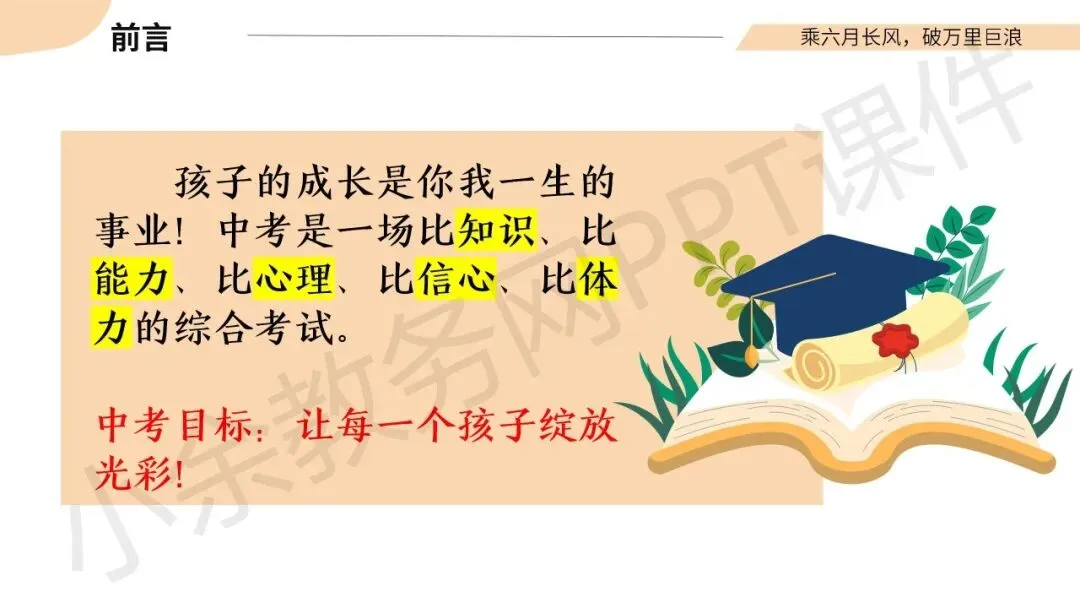 初中九年级(初三)春季下学期中考家长会《同心共赴,中考加油》PPT 课件+发言稿 第2张