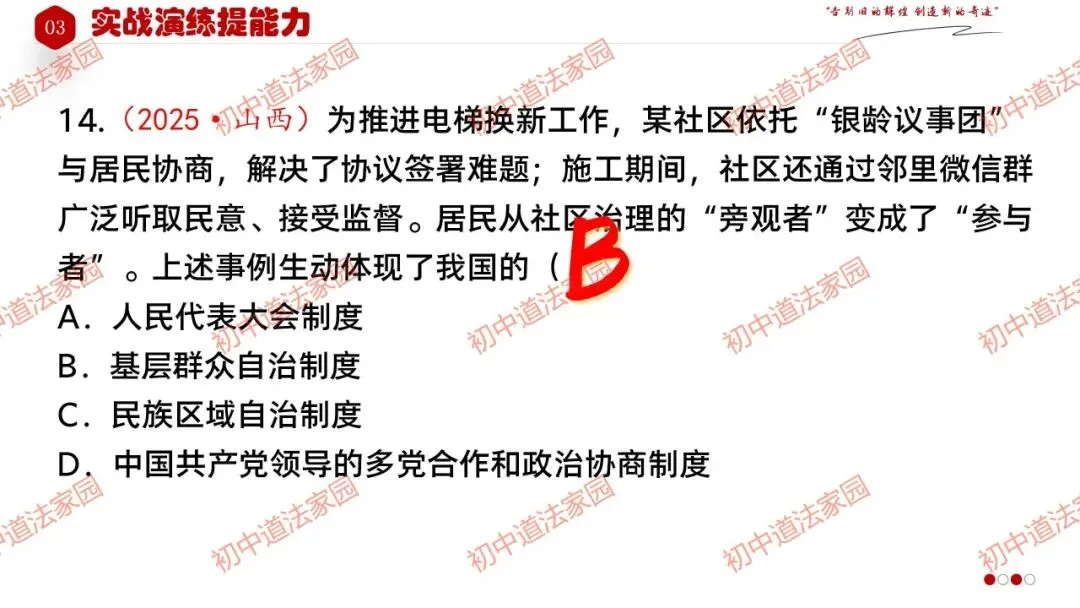 中考政治丨道德与法治一轮复习 专题15 人民当家作主 第47张