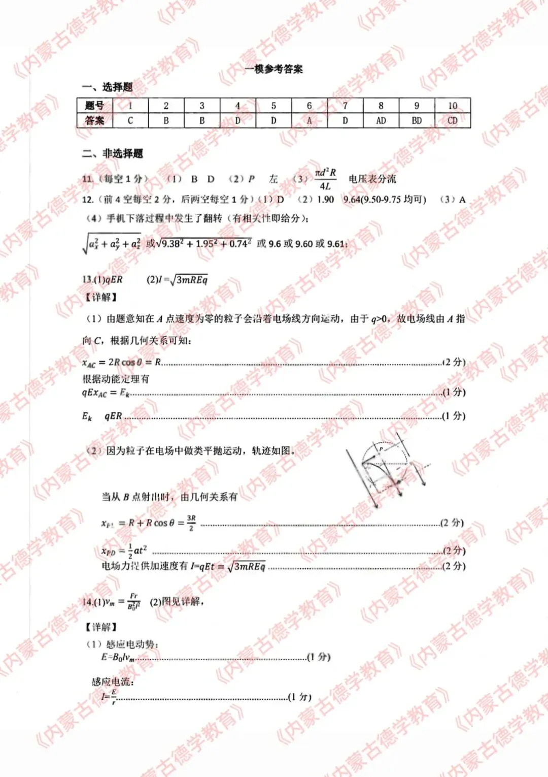 2026年呼市高三一模物理试卷及答案 第7张