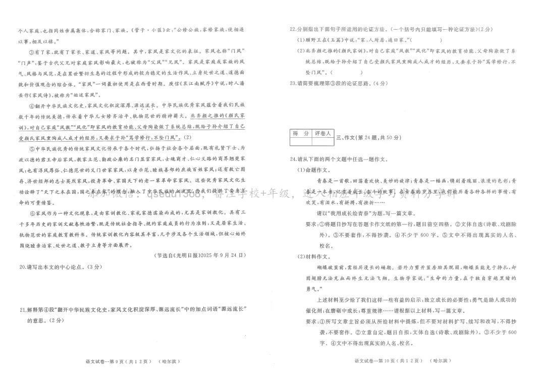 2026年诚成题库 中考适应性训练卷 语文 第17张